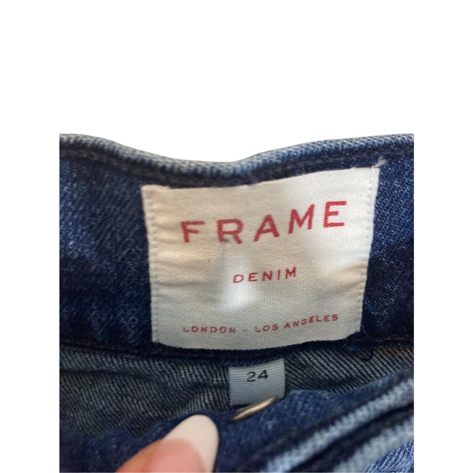 Frame Le Sylvie Slender Straight Leg Jeans Heritage Raw Hem Preppy Dark Wash