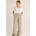High-Rise Linen Pleat Front Straight Pants Rewash Lagenlook Neutral Gauzy