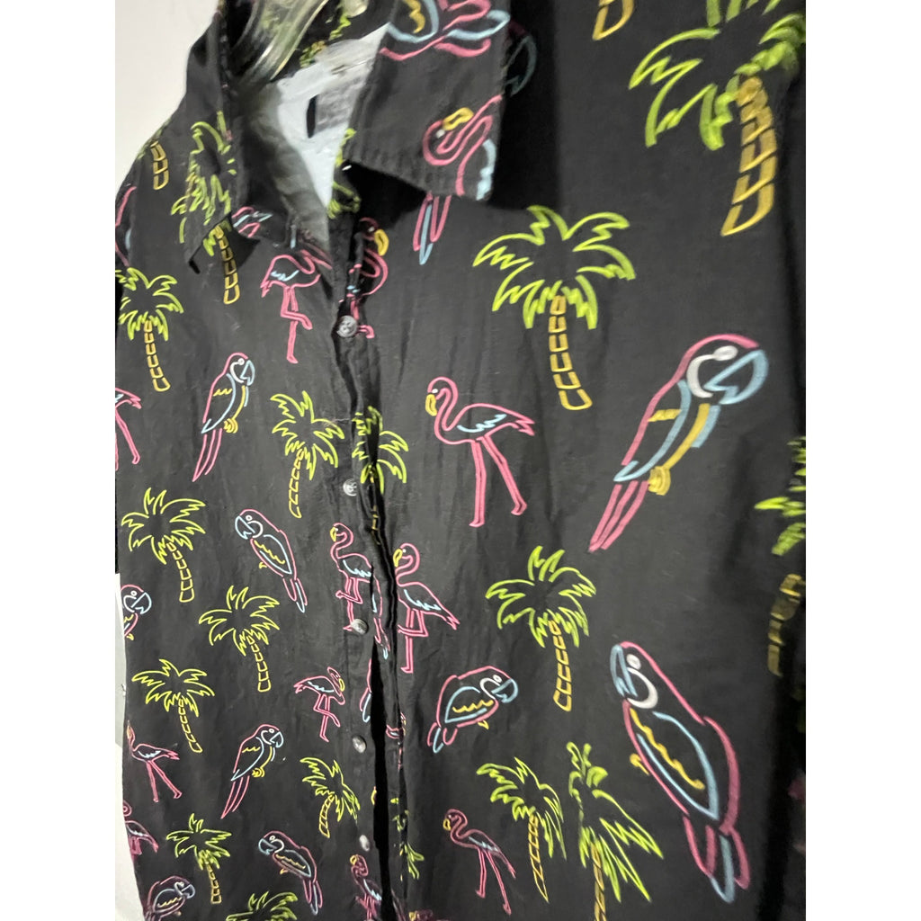 Ocean Current Men's Novelty Neon Miami Cotton Bachelor Casual Button Shirt XL