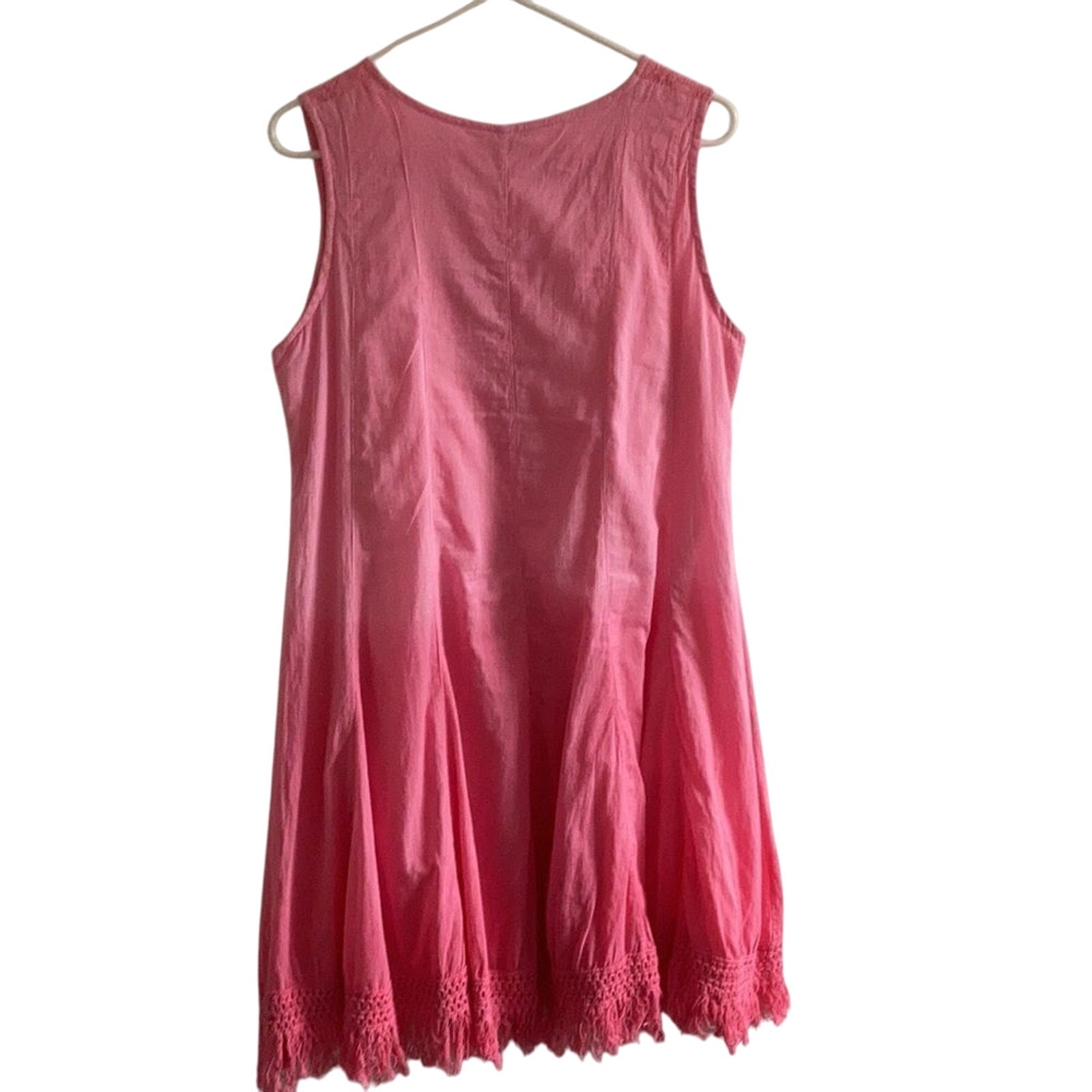 Pure Hem Ombre Embroidered Pink Midi Dress