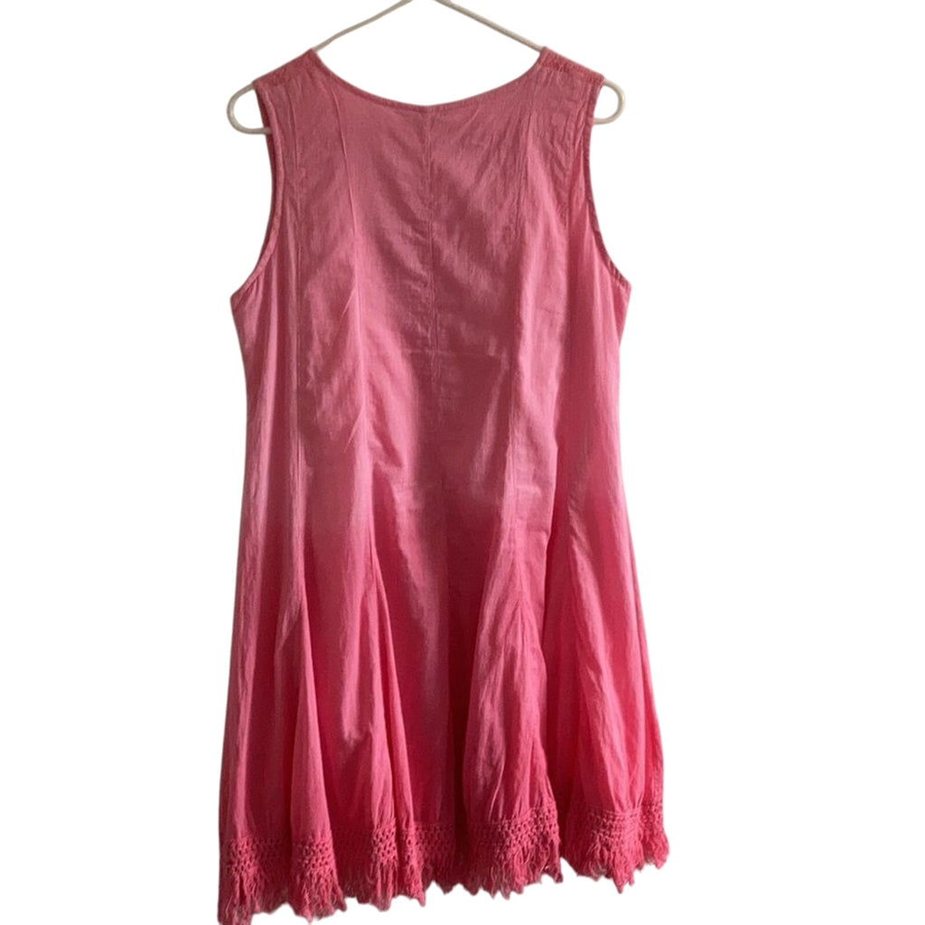 Pure Hem Ombre Embroidered Pink Midi Dress