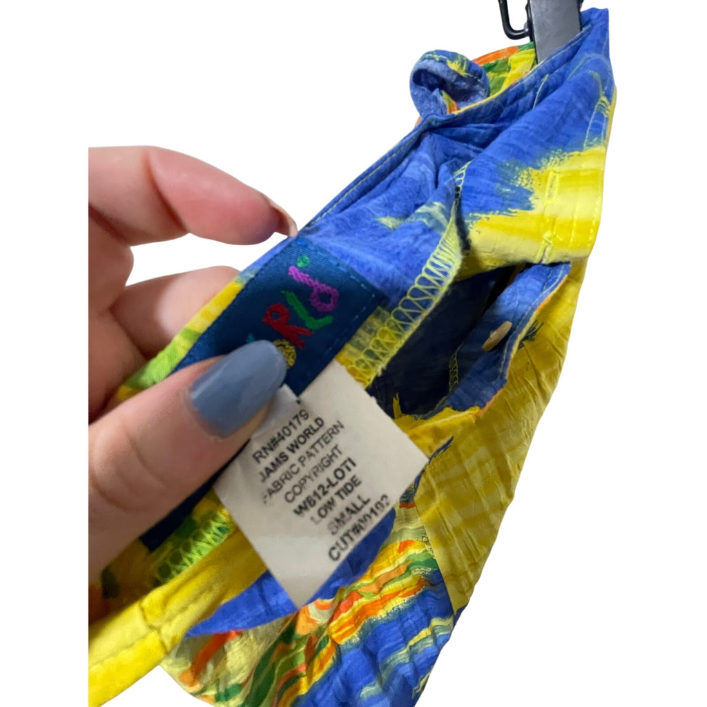 Vintage Jams World Low Tide Blue Yellow Sail Boats Tie Wrap Skirt S Coastal Boho
