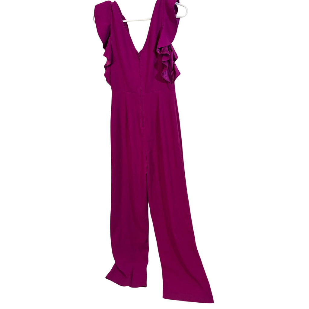 Lilly Pulitzer Magenta Ruffle Sleeve Wide Leg Jumpsuit Resort Vacation Glam S