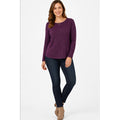 Apt 9 Purple  Modest Sparkly Regency Shimmer Basic Long Sleeve Essential Sweater