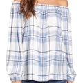 Two  Vince Camuto Petite XS Madras Plaid Off The Shoulder Long Sleeve Blouse