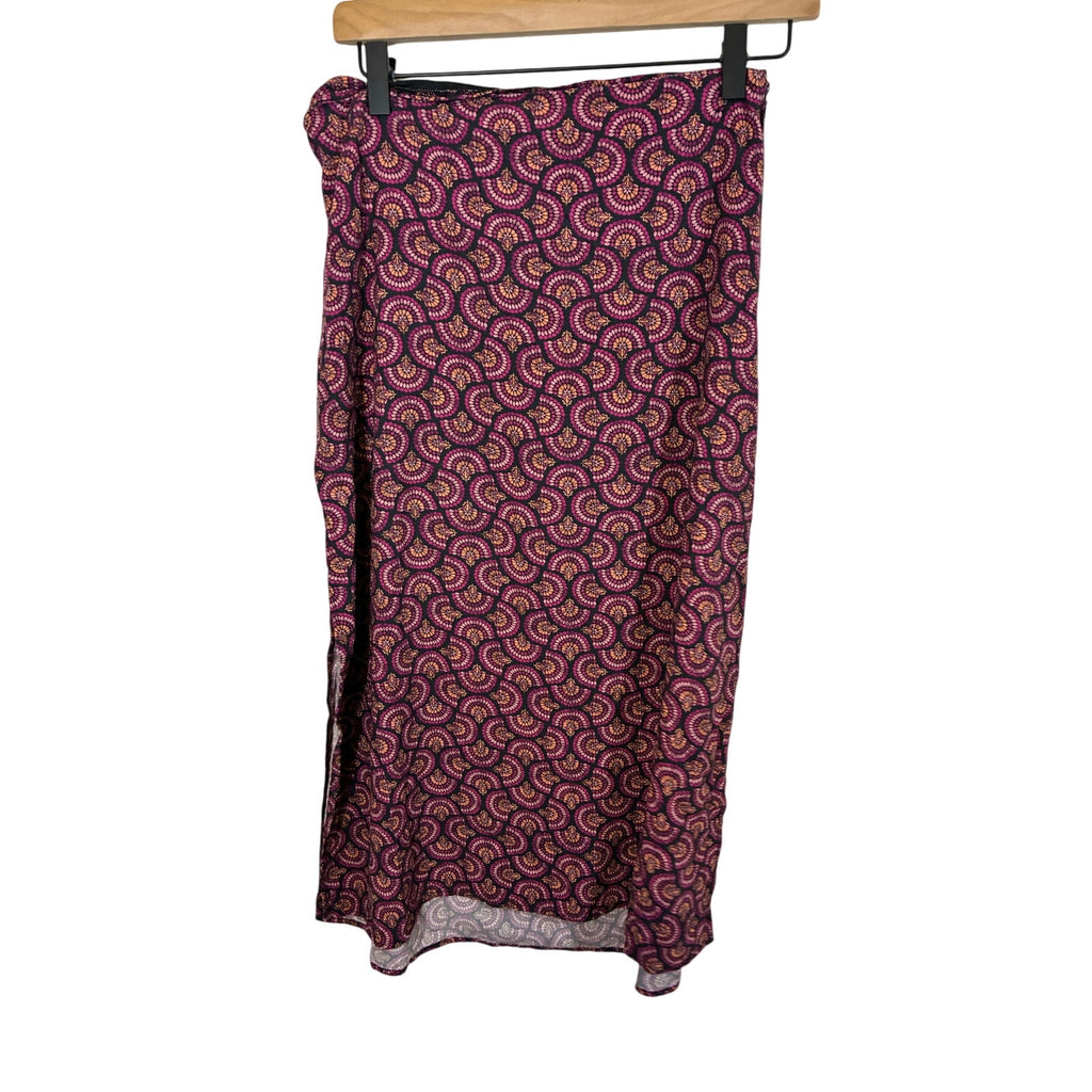 Marine Layer Ryan Midi Slip Skirt Purple Pink Boho Paisley Side Slit 6 Cottage