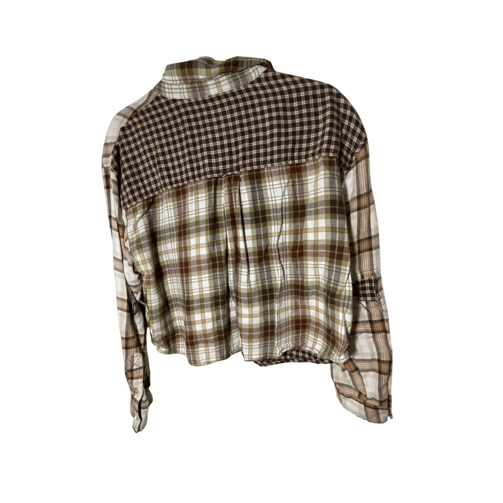 American Eagle Cozy Cabin Cropped Flannel Gorpcore Utility Lumberjack M Cotton