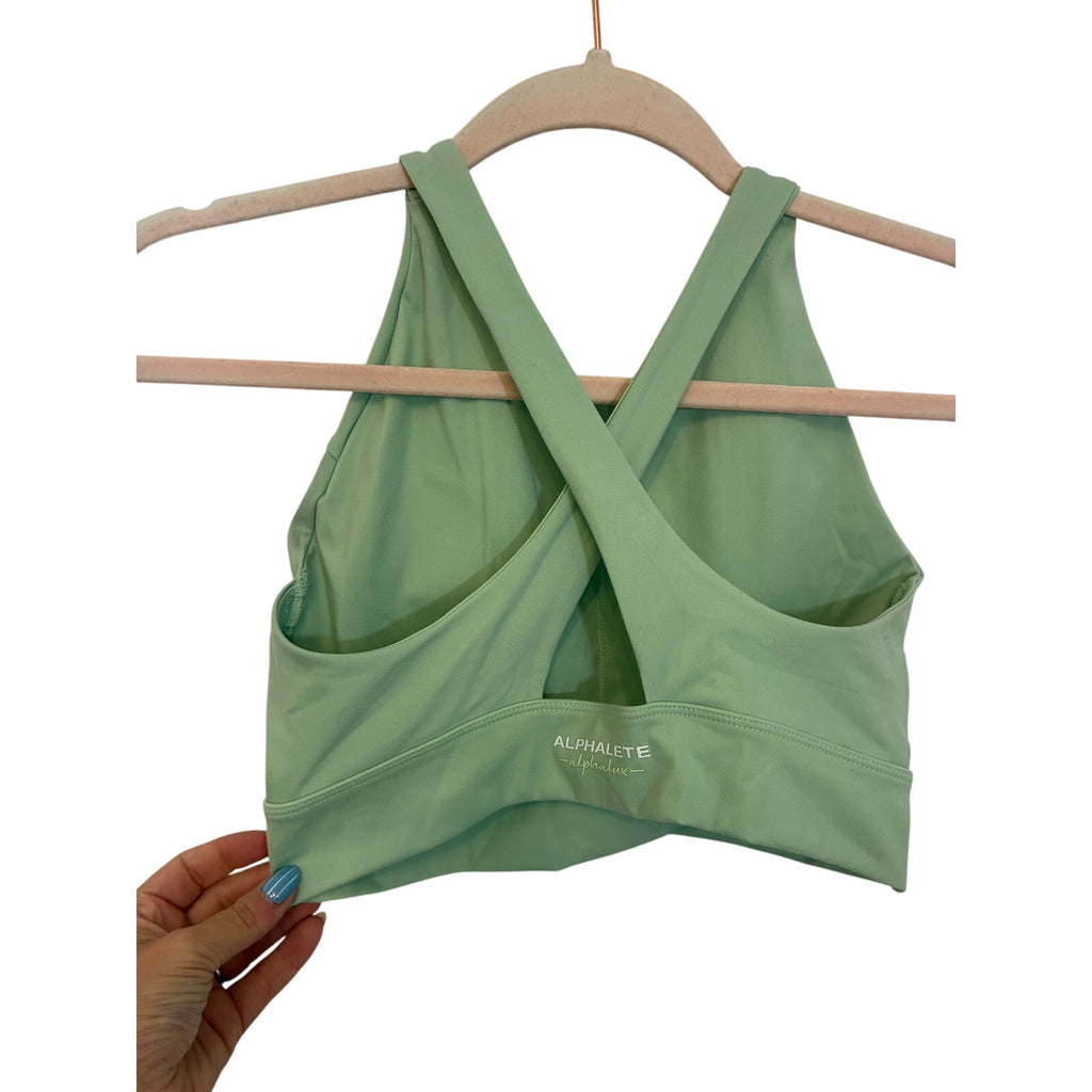 Alphalete Alphalux Alto Women's Green Sports Bra Size S Gym Activewear Pilates