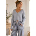 Sincerely Jules Cropped Periwinkle Waffle Knit Women's Sweater Soft Girl SZ M