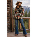 Aztec Fleece Zip-Up Jacket Western Boho Outerwear Original Deluxe Winter Small