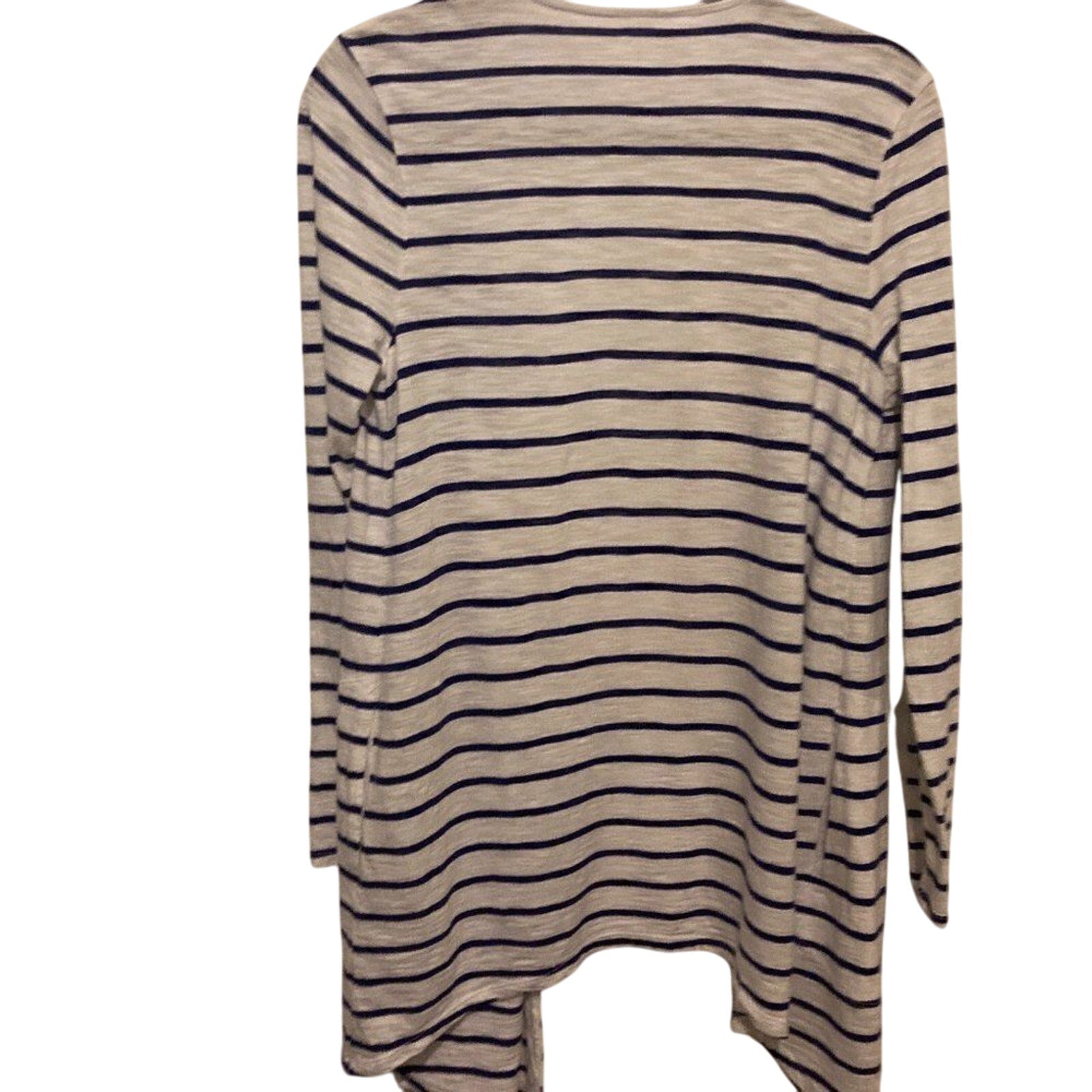Chico's Striped Cotton The Ultimate Tee Collection Cotton Nautical Cardigan SZ 0