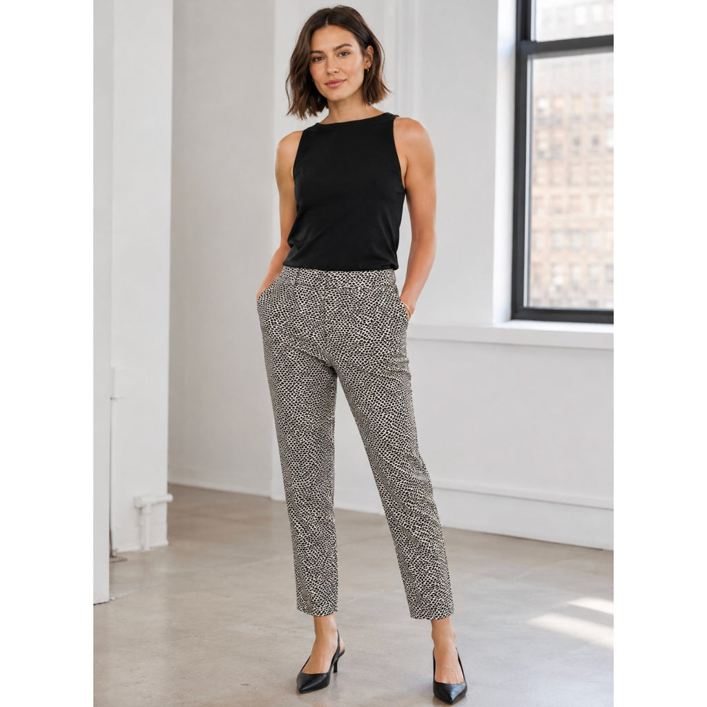 Who What Wear Sz 4 Slip On Novelty Print Cropped Art Deco Dress Slacks Office