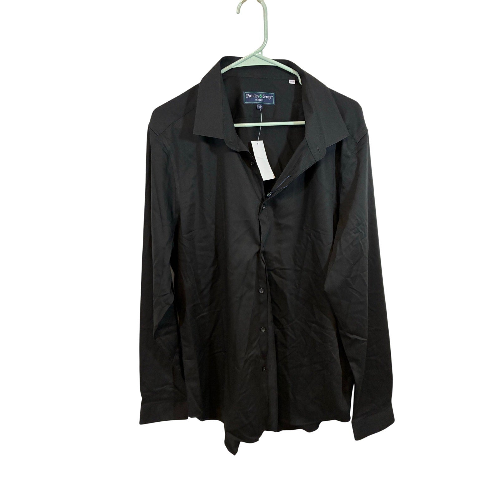 Paisley & Gray Samuel Spread Collar Shirt Men’s Black Button Down XXL NWT