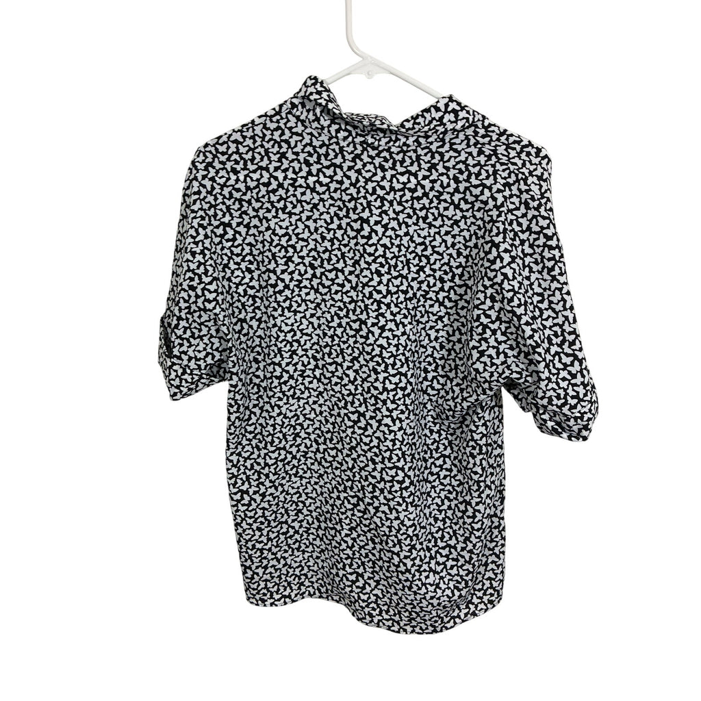 Michael Kors Blouse Butterfly Novelty Print Casual Preppy Minimal Mute Modest S