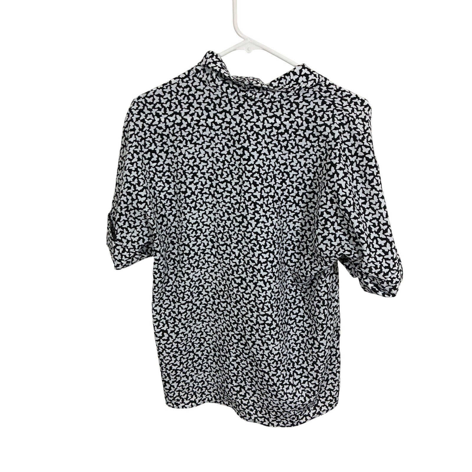 Michael Kors Blouse Butterfly Novelty Print Casual Preppy Minimal Mute Modest S