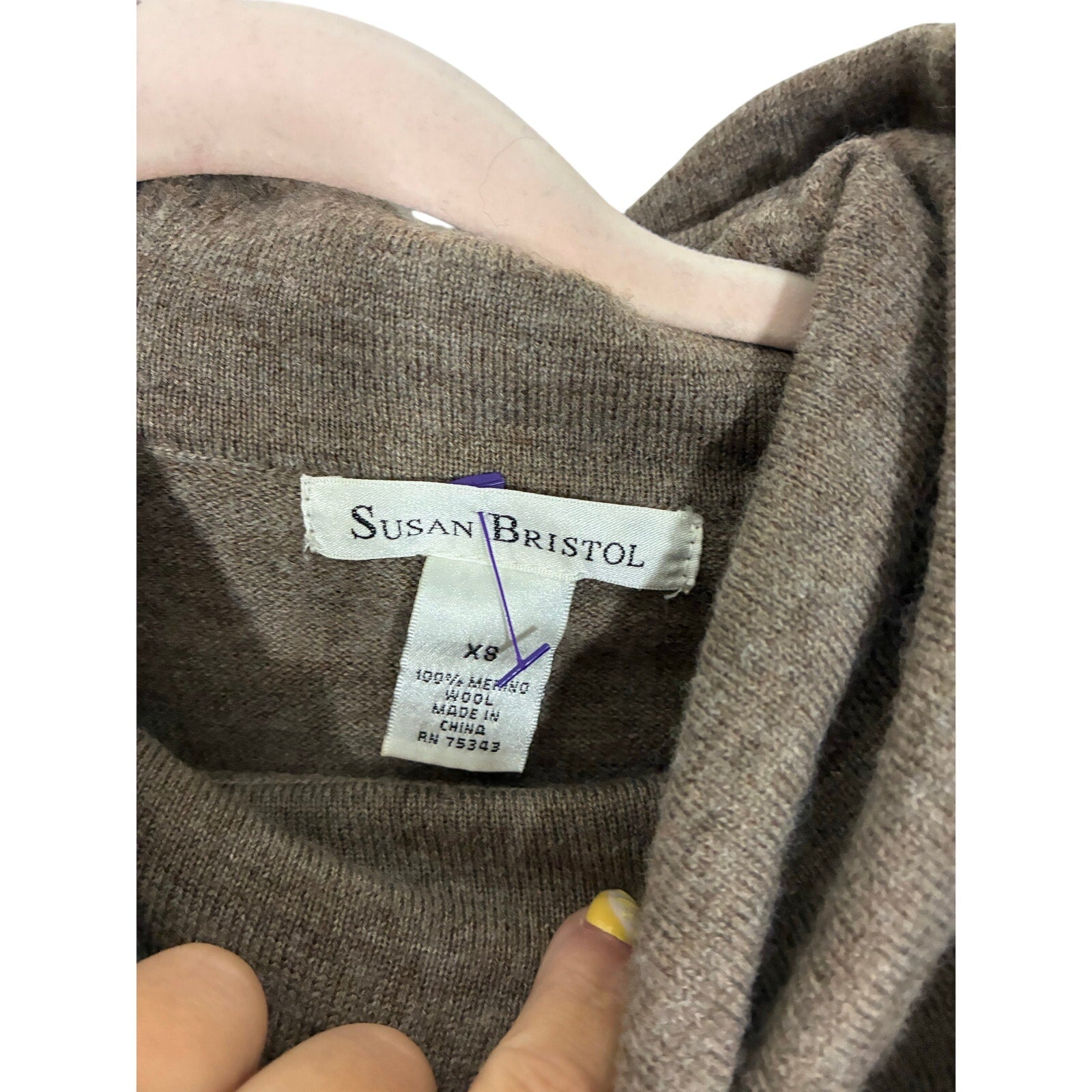 Lagenlook Cowl Neck Wool Sweater Dress Preppy Minimalist Brown Susan Bristol XS