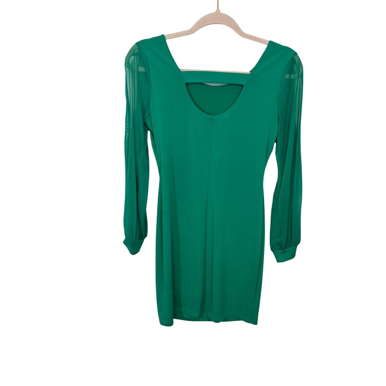 Sweet Storm Emerald Green Cold Shoulder Mini Dress Split Sleeve Cocktail S Y2K