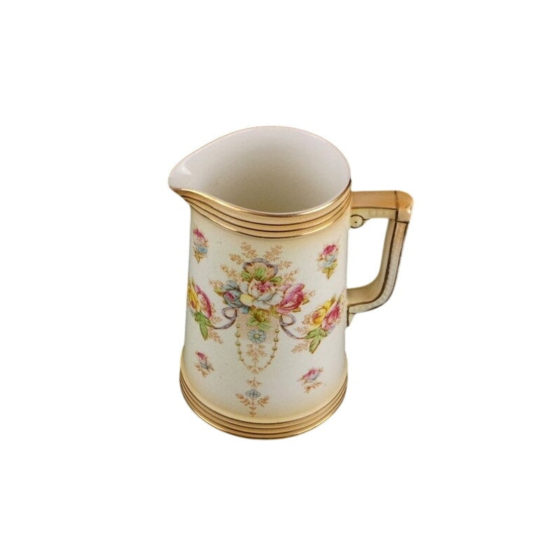 Vintage England Beige Porcelain Pitcher Royal Crown Devon S.Fielding & Co Wye