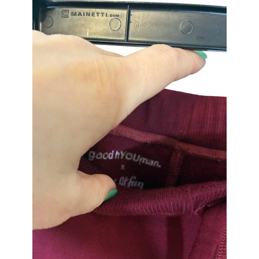 Good hYOUman x FabFitFun MiMi Sweatpants Burgundy L Everyday Basic Lounge Jogger