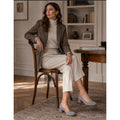 Liz Claiborne Faris Round Suede Block Heel Mute Gray Minimalist Preppy Academia