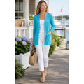 AJ Andrea Jovine Womens Azure Blue Open Front Cardigan Sweater M Cotton Coastal