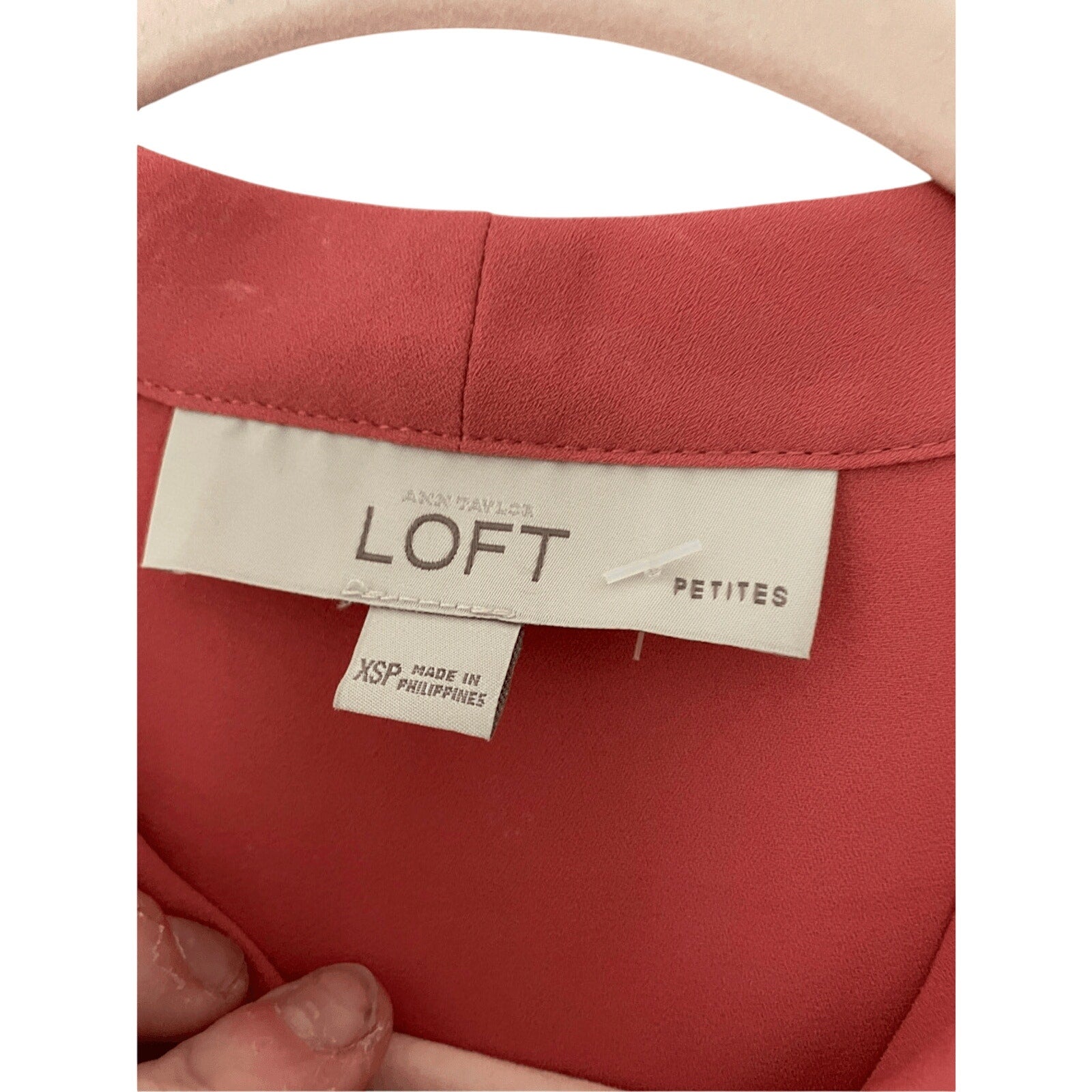 Loft XS Peach Front Button Up Blouse Short Sleeve Preppy Minimalist Babydoll