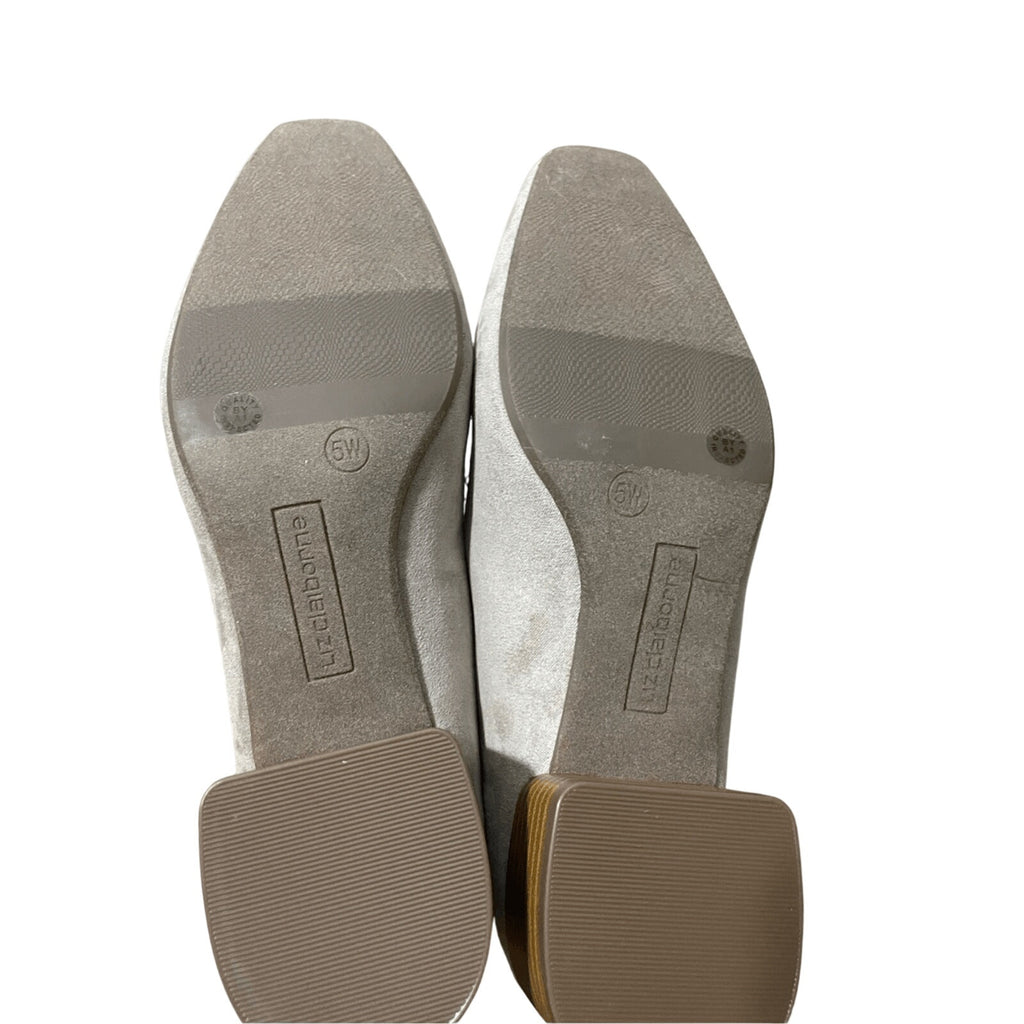 Liz Claiborne Faris Round Suede Block Heel Mute Gray Minimalist Preppy Academia