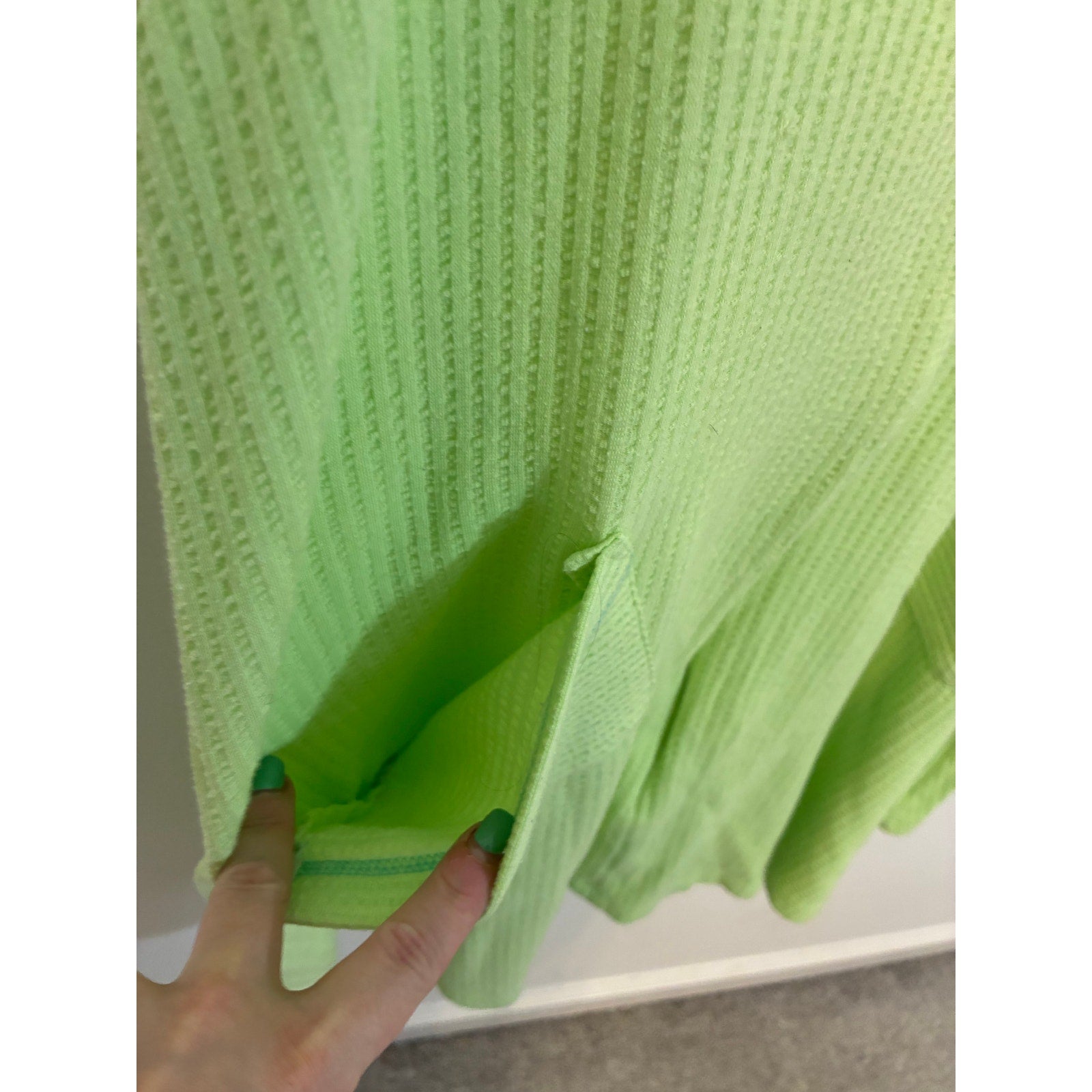 Vintage Stan Herman Pastel Green Quilt Waffle Knit Prairie Nightgown Cozy Dress