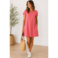 L.L. Bean Womens Easy Cotton Shift Dress Size PM Medium Pink Coral Short Sleeve
