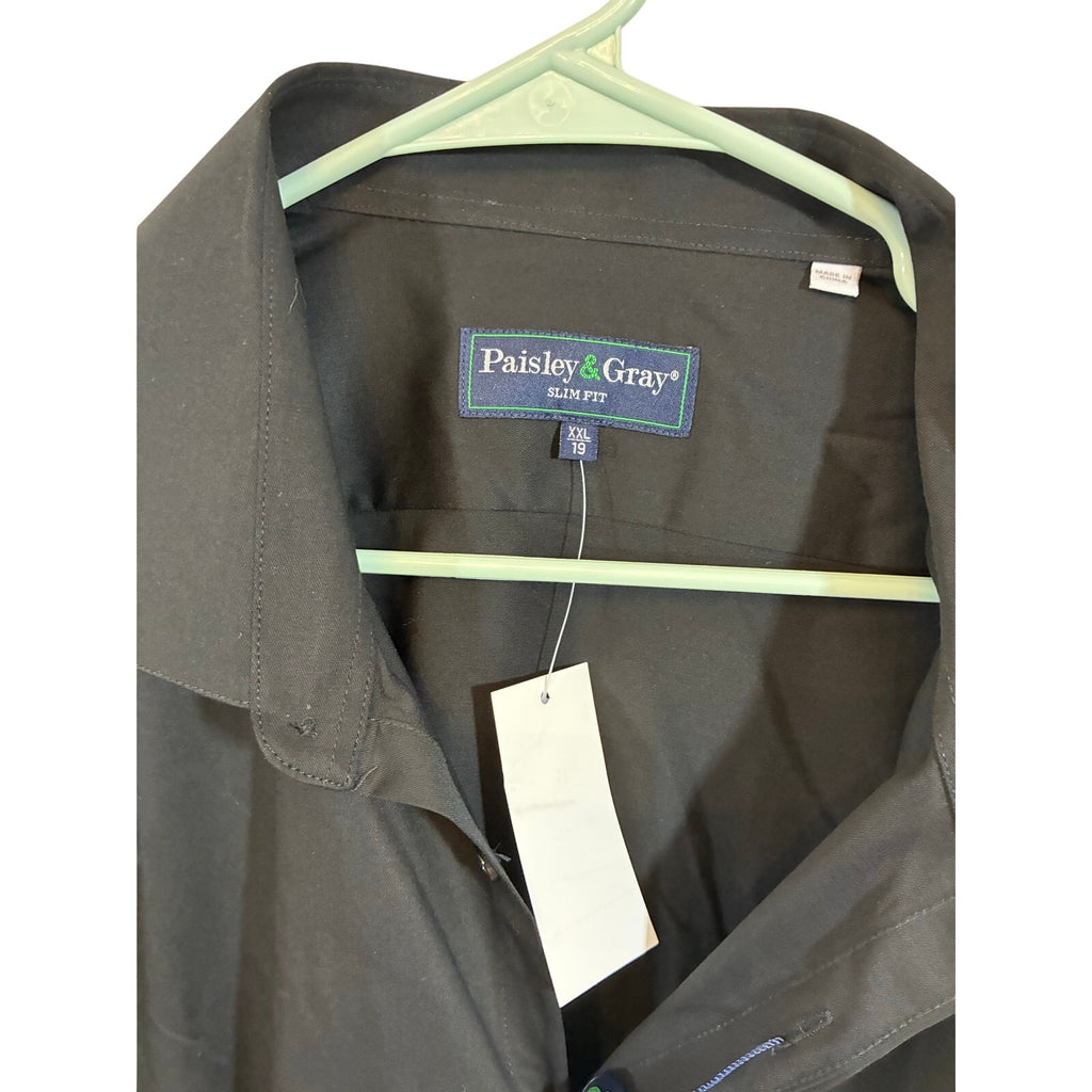 Paisley & Gray Samuel Spread Collar Shirt Men’s Black Button Down XXL NWT