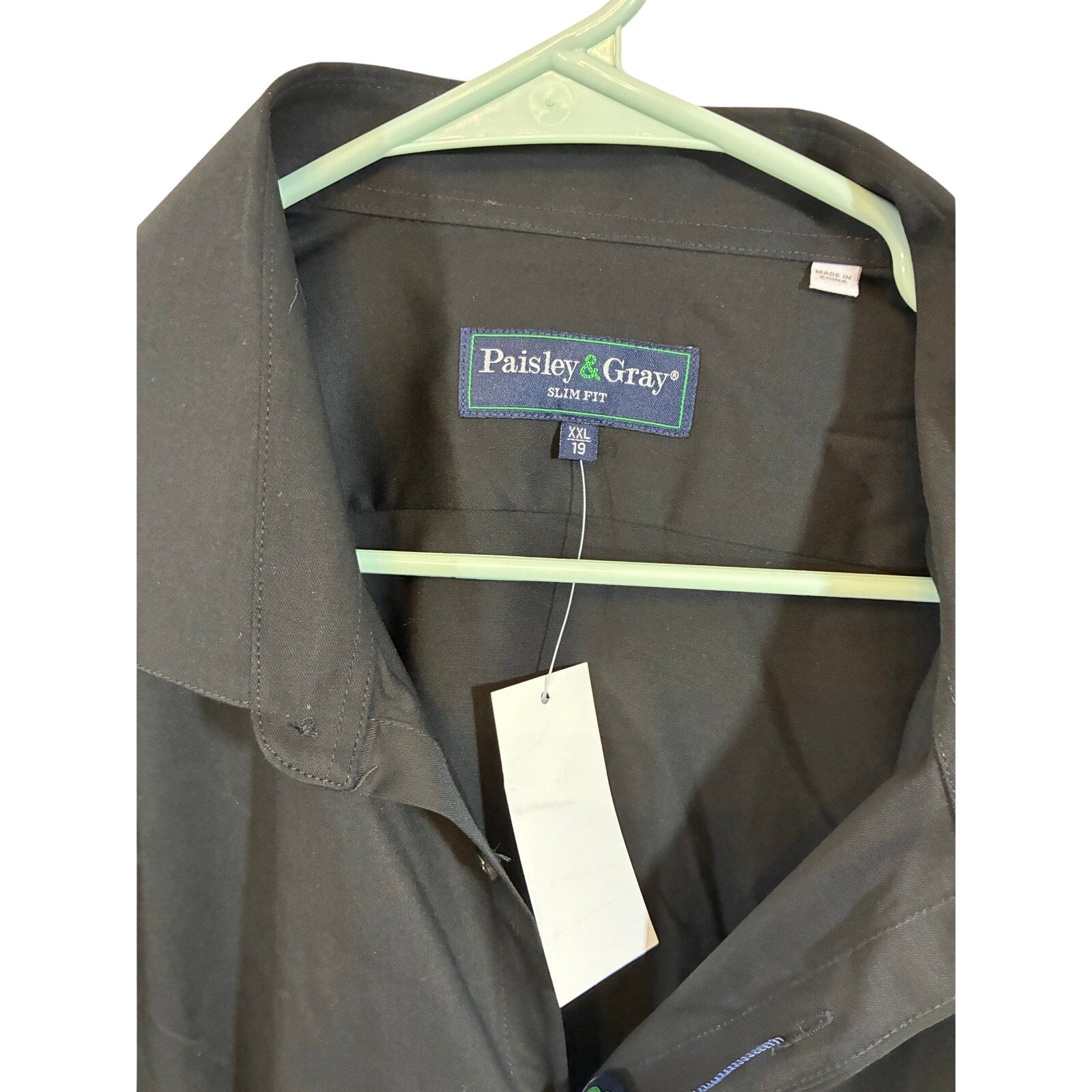 Paisley & Gray Samuel Spread Collar Shirt Men’s Black Button Down XXL NWT