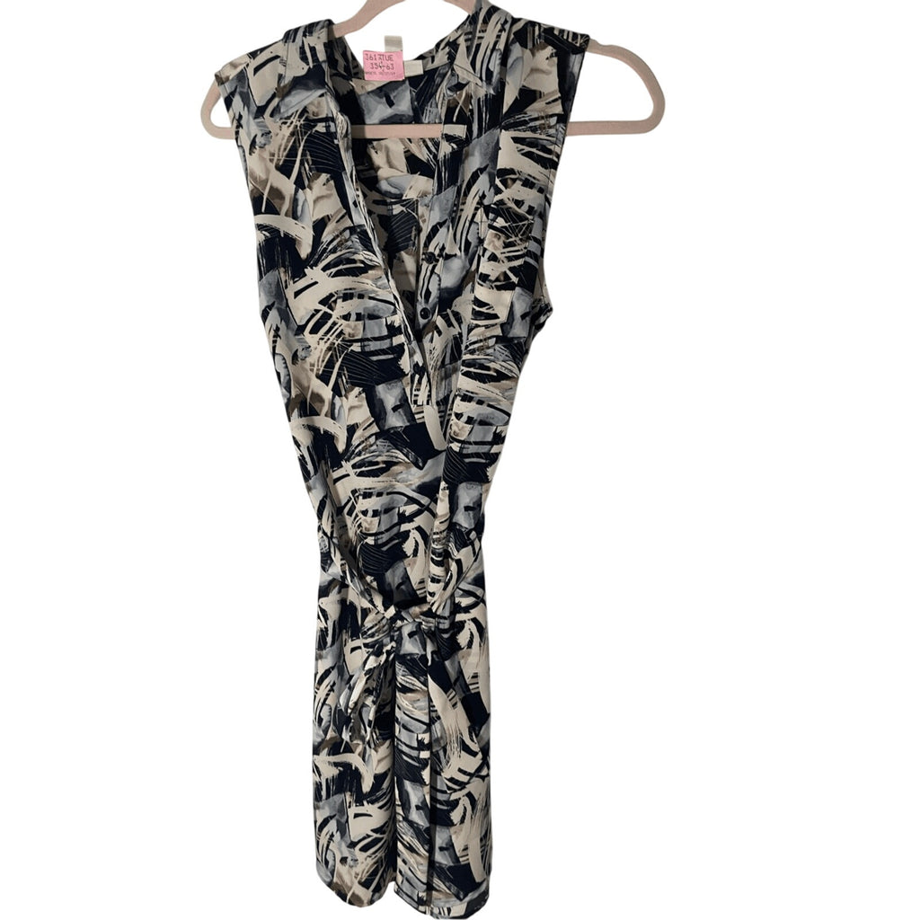 Dana Buchman Tribal Print Front Button Up Novelty Cocktail Dress Coastal Preppy
