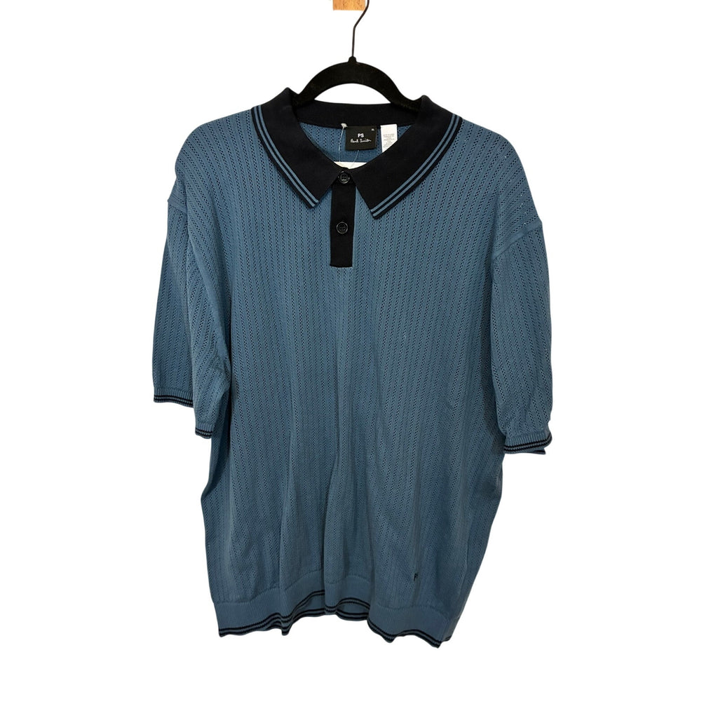 PS Paul Smith Blue Knitted Contrast Collar Polo Shirt XL Preppy Old Money