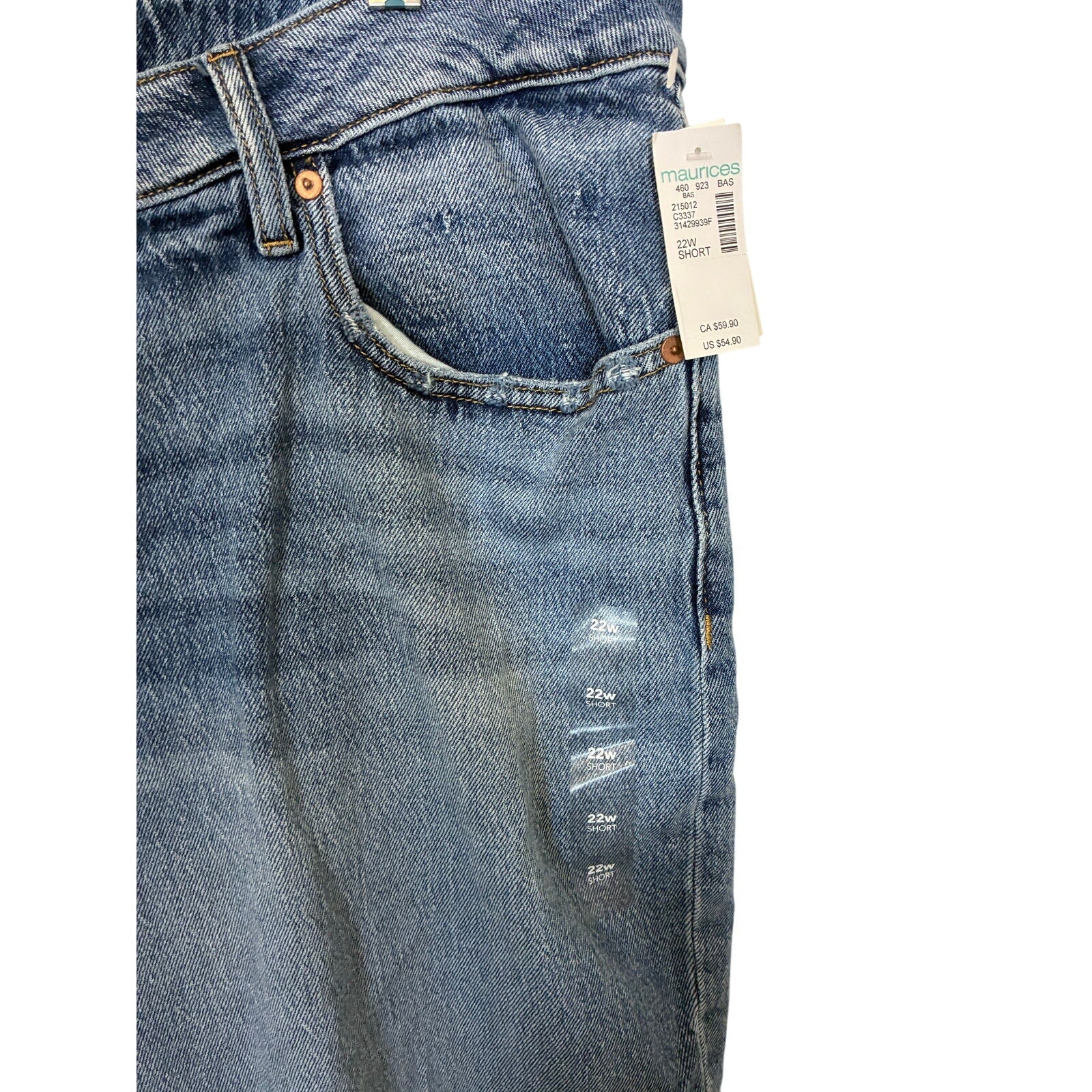 NWT 22W Maurice Dark Wash Distressed Cropped Skinny Jeans Casual Modest Normcore