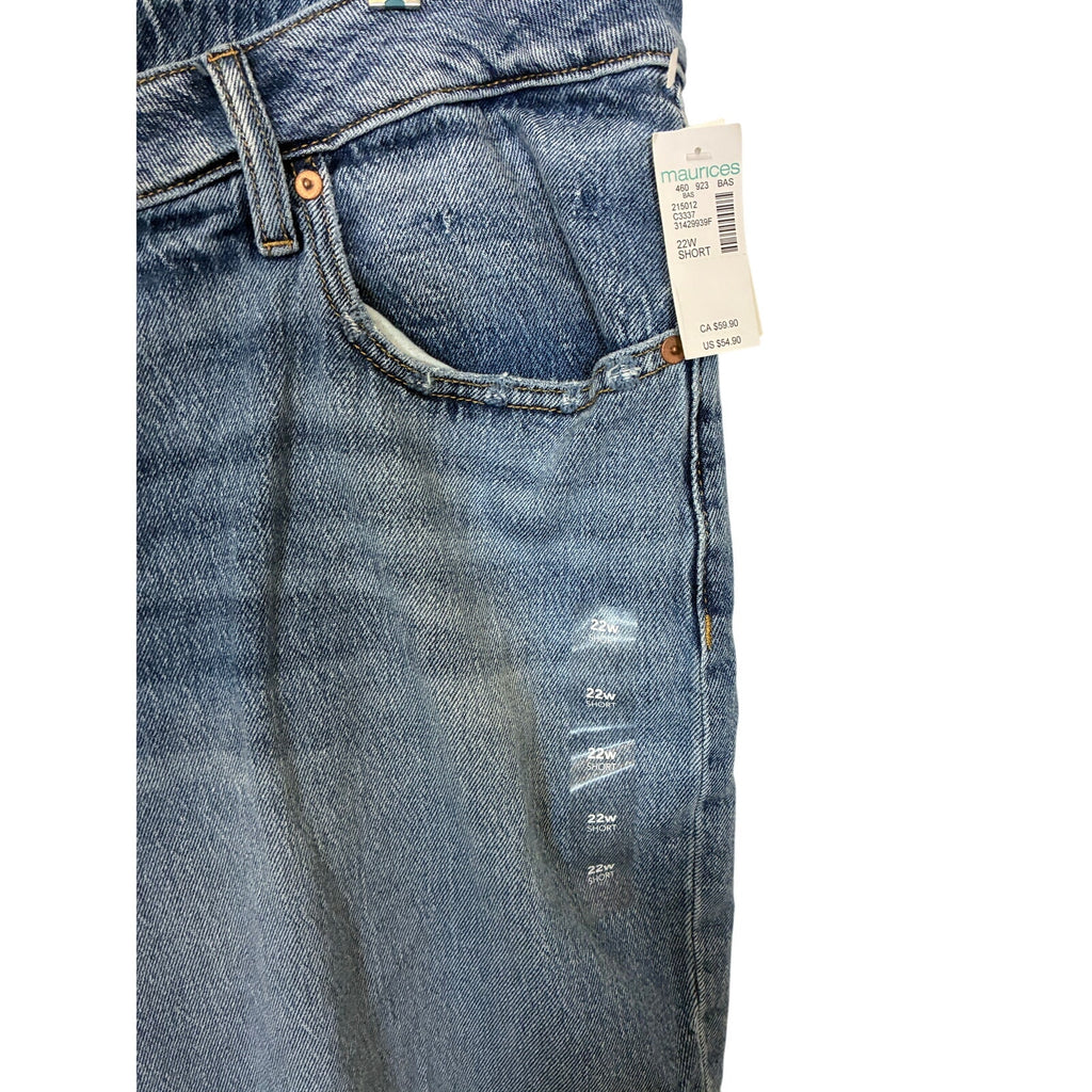 NWT 22W Maurice Dark Wash Distressed Cropped Skinny Jeans Casual Modest Normcore