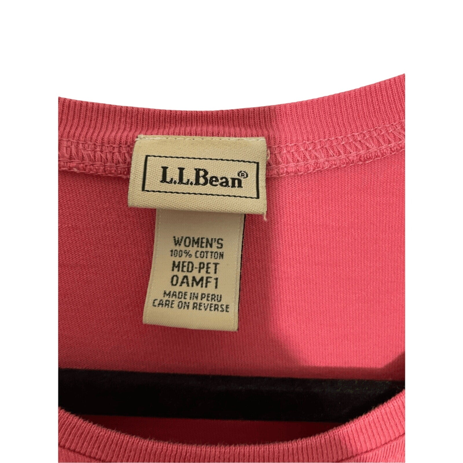 L.L. Bean Womens Easy Cotton Shift Dress Size PM Medium Pink Coral Short Sleeve