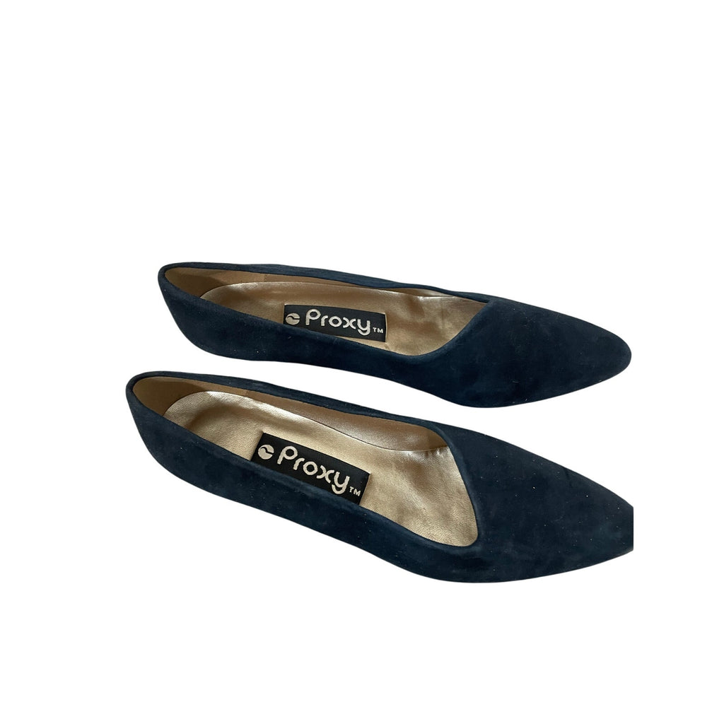 Vintage Proxy Women's Navy Velvet Dress Shoes Size 8 N Femme Retro 60's Kitten