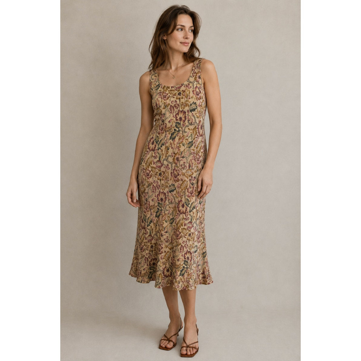 Vintage Charter Club Yellow Floral Silk Dress Women’s Size 8 Midi Elegant Classy