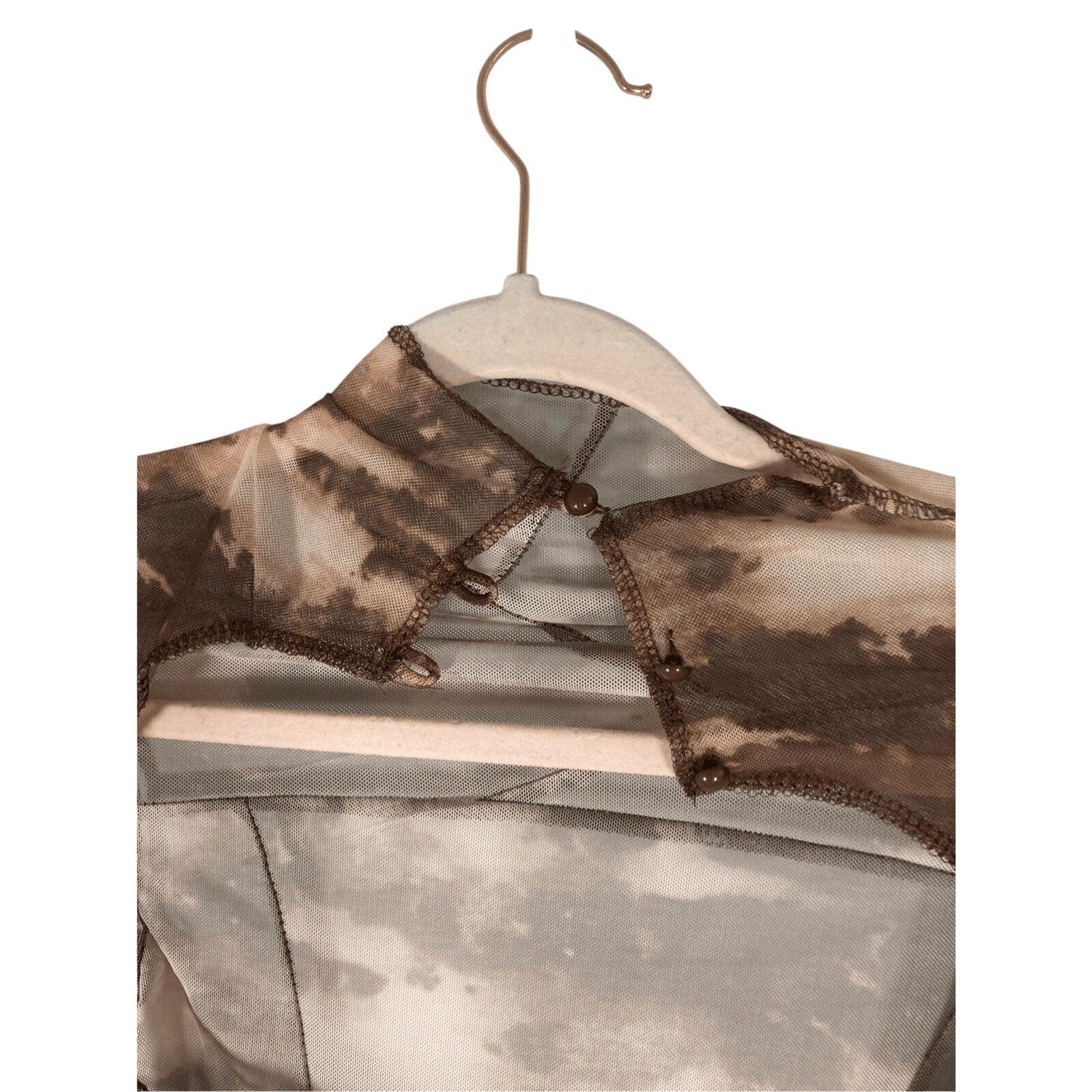 NWT House of Chic LA Open Back Tie Dye Brown Sheer Girl's Night Out Long Sleeve