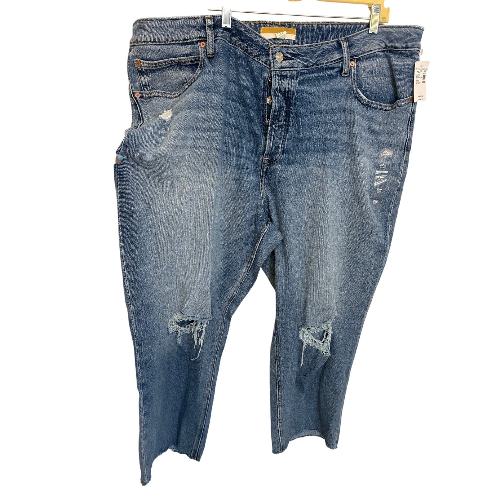 NWT 22W Maurice Dark Wash Distressed Cropped Skinny Jeans Casual Modest Normcore
