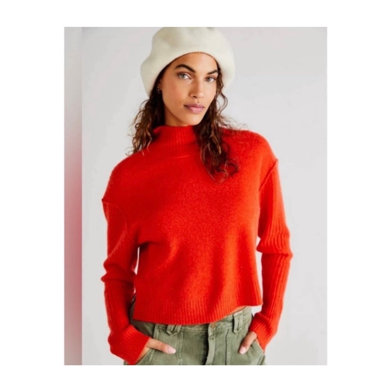 Free People Aubrey 100% Cashmere Turtleneck Sweater Soft Luxe Knit Small Preppy