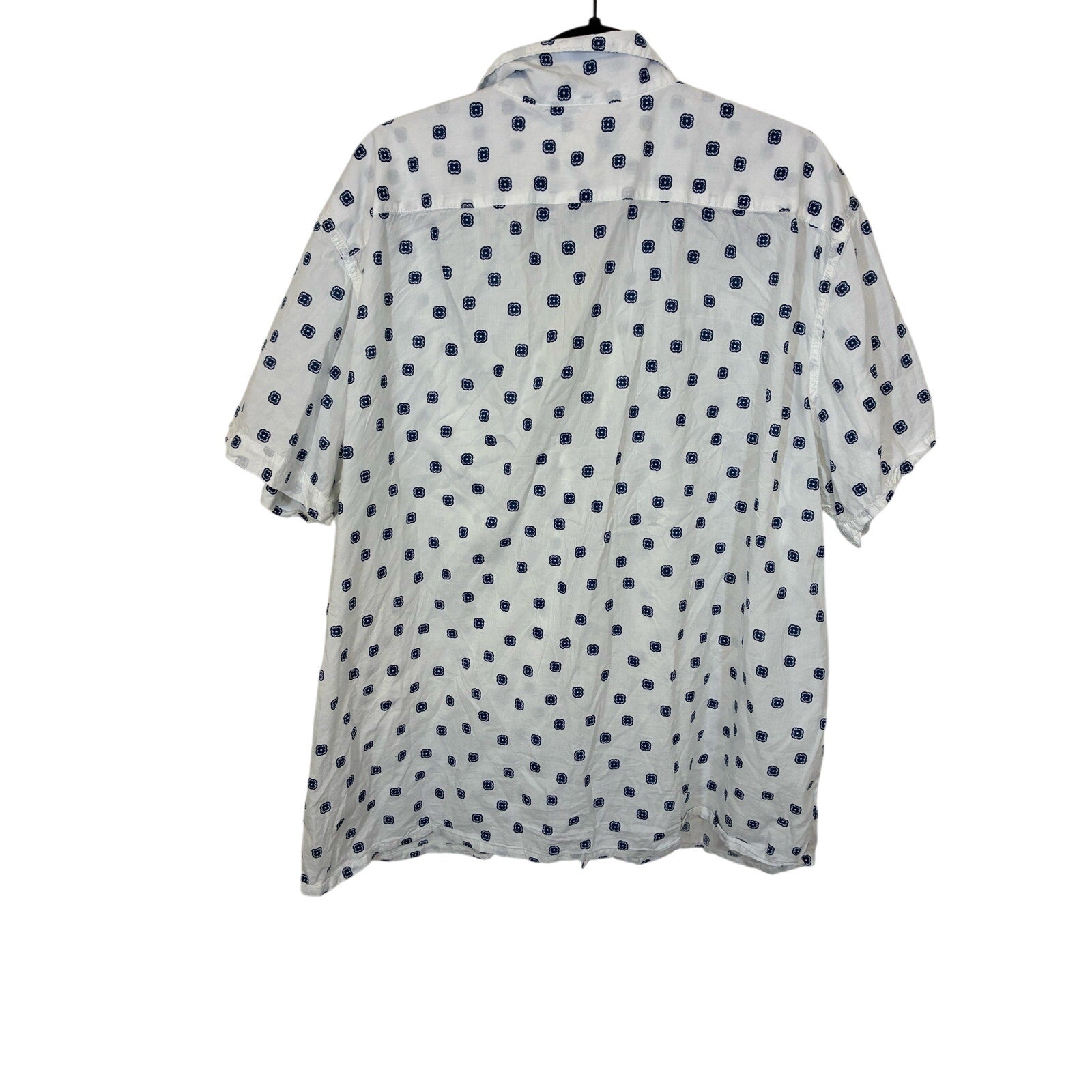Levi’s Men’s XXL White Blue Geometric Print Cotton Button Up Shirt Retro Dad