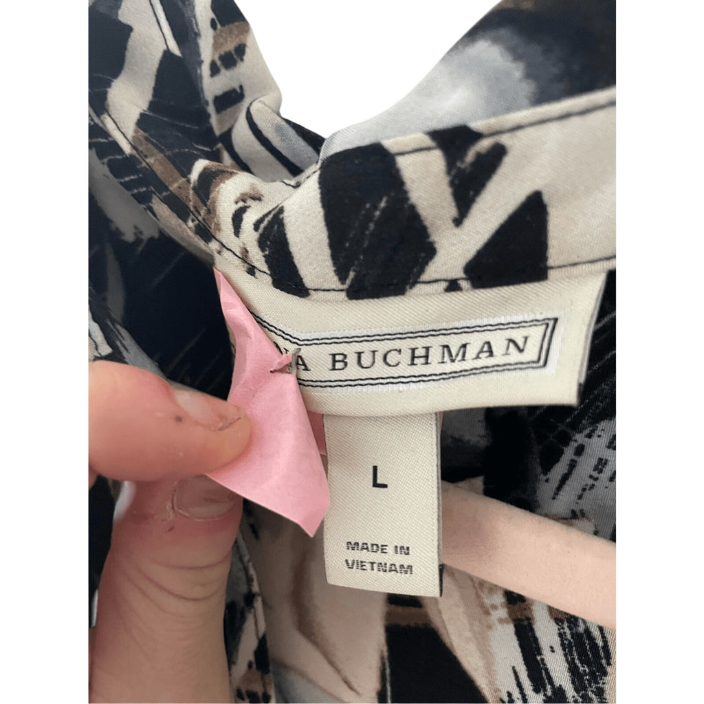 Dana Buchman Tribal Print Front Button Up Novelty Cocktail Dress Coastal Preppy