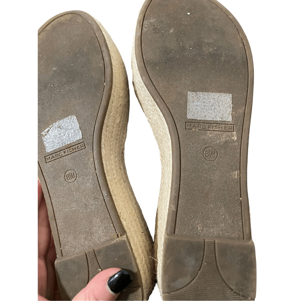 Marc Fisher Joyce Espadrille Platform Sandal Black 8 Casual Preppy Summer Jute 8