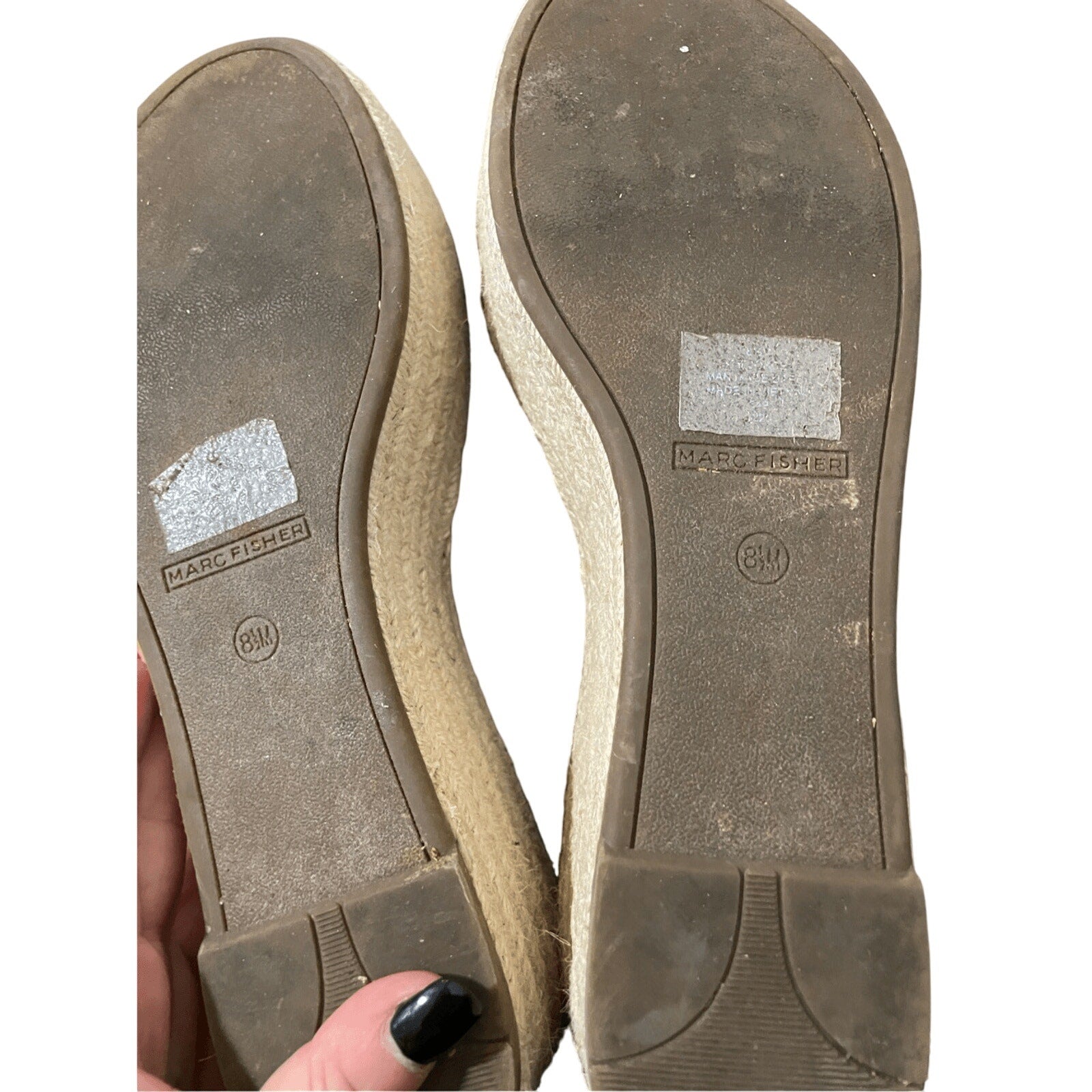 Marc Fisher Joyce Espadrille Platform Sandal Black 8 Casual Preppy Summer Jute 8