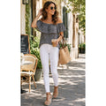 Sanctuary Off Shoulder MinimalistGingham Checkered  Blouse