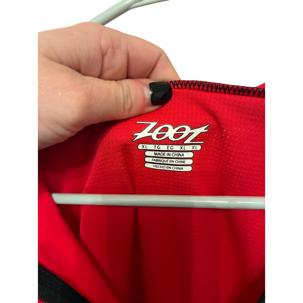 Zoot Tri Sleeveless Jersey Mens XL Red HalfZip Back Pocket Cycling Triathlon Top