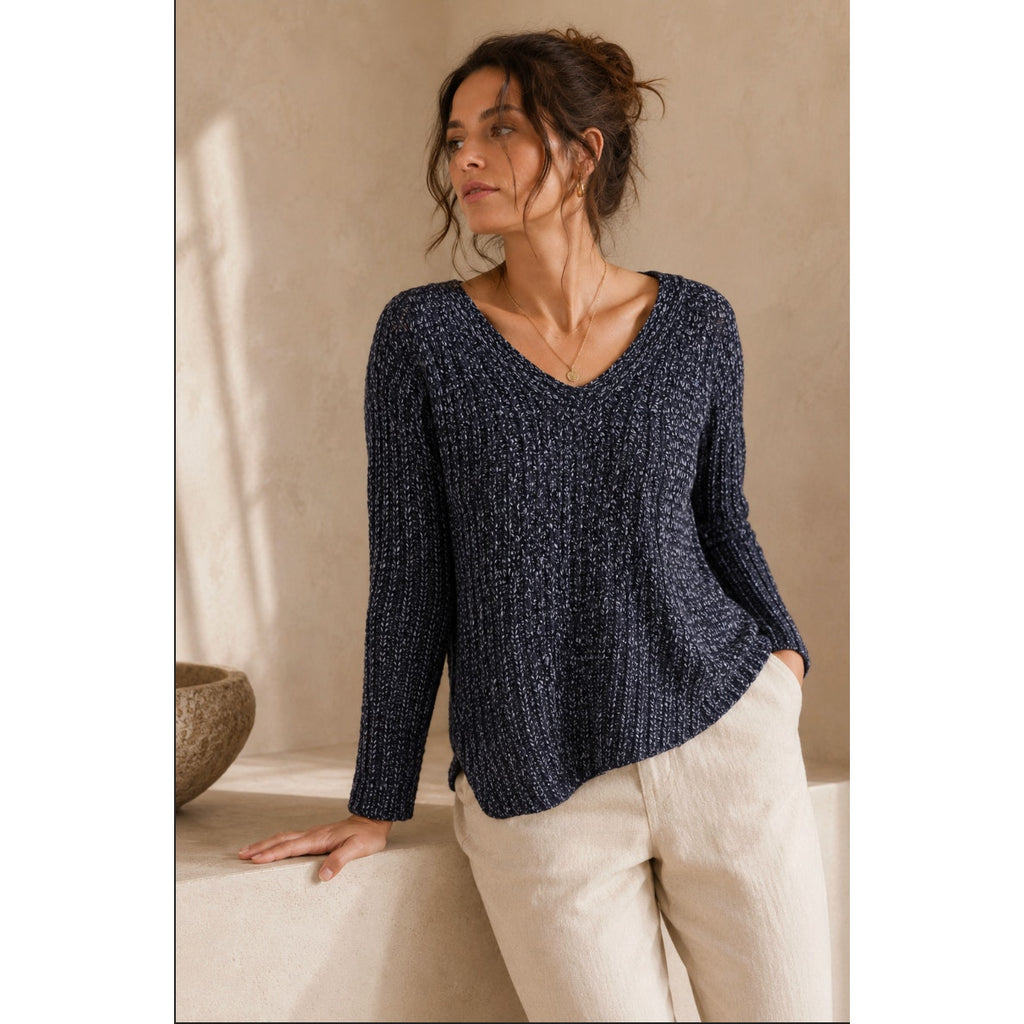 Moth Anthropologie Women's XS Navy Wool Sweater Cozy Coastal Grandma Nomadic