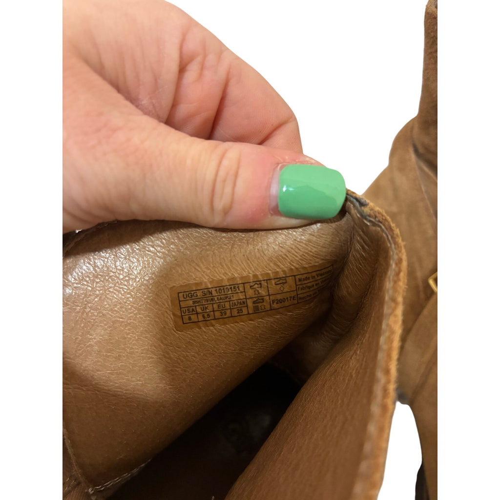 UGG Kelby Chestnut Suede Shearling Boots Women’s 8 Cozy Winter Western Minimal