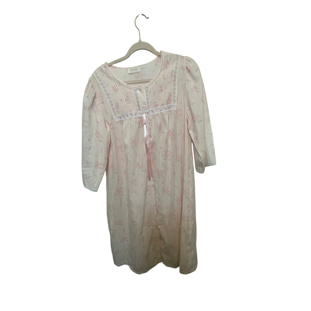 Barbizon Women's Pink Floral Barbie Satin Nightgown Coquette Dainty Victorian M